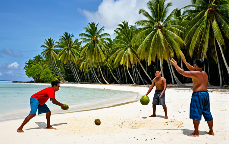 투발루의 전통 스포츠 - Canoe Race**

"A traditional Tuvaluan outrigger canoe race in the turquoise waters of the Pacific, f...