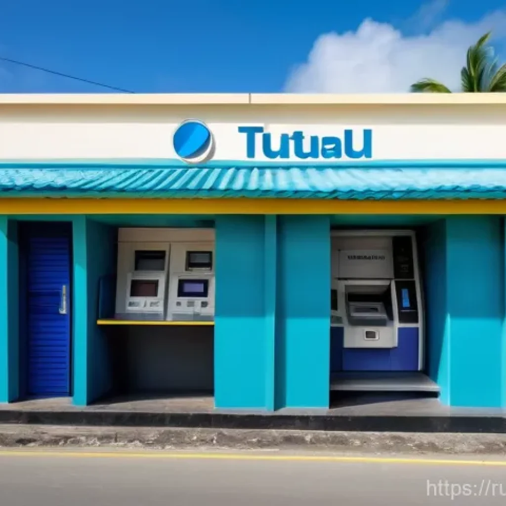 투발루에서의 은행과 금융 서비스 - **"Financial Milestone in Paradise"**: A vibrant, sun-drenched scene in Funafuti, Tuvalu, capturing ...